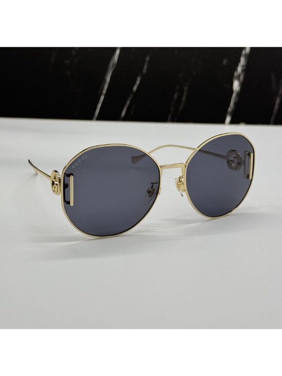 New Gucci GG1206SA 002 Women Oversized Gold Gray Sunglasses main image 10